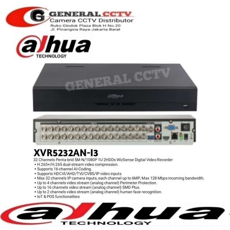 DAHUA 32 CHANNEL UPTO 6MP SUPPORTED XVR-5232AN-I3 - FACE DETECTION & DUAL HARD - KUN TRADERS