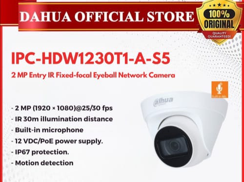 Dahua DH-IPC- 1230T1-A-S5 2MP IP DOME CAMERA