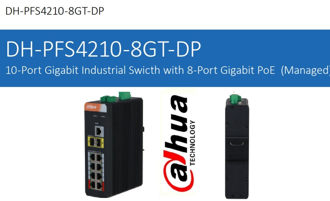 DAHUA PFS4210-8GT-DP 10-PORT GIGABIT INDUSTRIAL SWITCH WITH 8-pORT PoE (Managed) - KUN TRADERS