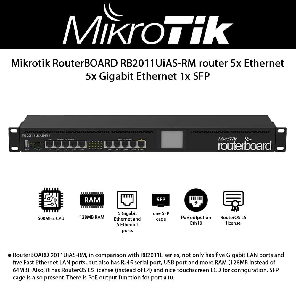 MIKROTIK RB2011UIAS-RM ROUTER RACKMOUNT (5xLAN 5xGbit LAN 1xSFP) - KUN TRADERS