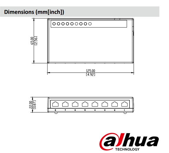 DHAUA DH-PFS3008-8ET-L 8 PORT DESKTOP FAST ETHERNET SWITCH 10/100 DE - KUN TRADERS