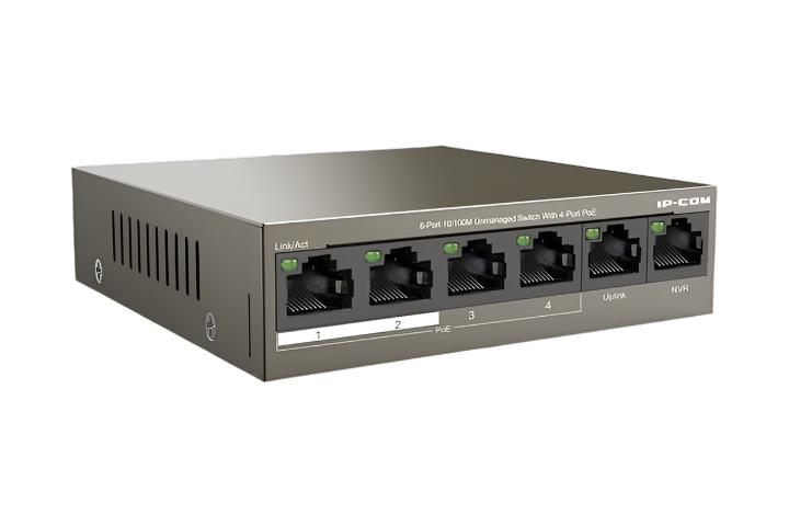 IP-COM F1106P-4-63W 6-PORT PoE UNMANAGED SWITCH - FAST ETHERNET, 63W POWER, 4 POE PORTS - KUN TRADER