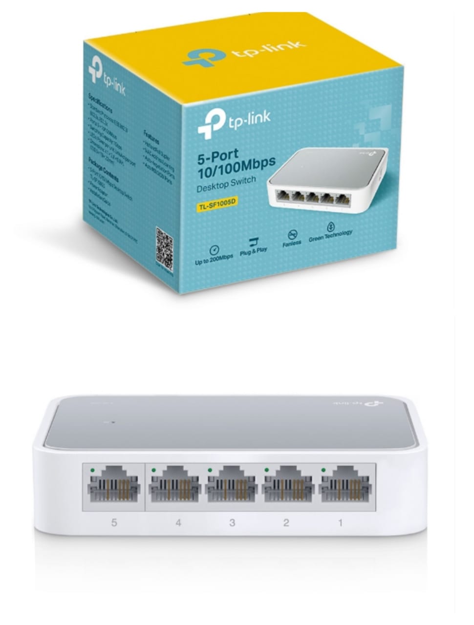 TP-LINK TL-SF1005D 5-PORT FAST ETHERNET UNMANAGED SWITCH (NON POE+NON GIGA+5 PORT SWITCH) - KUN TRADER