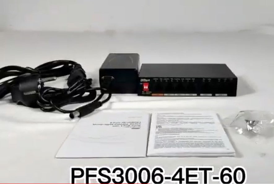 DAHUA DH-PFS3006-4ET-60 6-PORT 10/100Mbps UNMANAGED DESKTOP SWITCH WITH 4 POE PORTS - KUN TRADERS