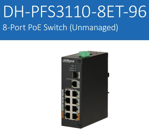 DAHUA PFS3110-8ET-96 8 PORTS POE NON-GIGA SWITCH (8+2) - KUN TRADER