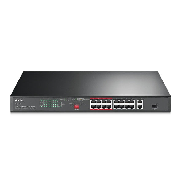TP-LINK TL-SL1218P 16-PORT PoE 10/100MBPS + 2 GIGABIT UPLINK PORTS MANAGED SWITCH- KUN TRADERS