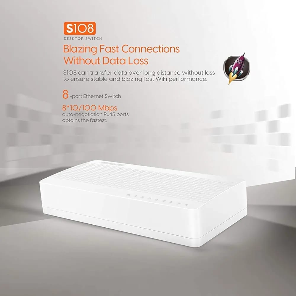 TENDA S108 - 8 PORT ETHERNET NON POE 10/100 SWITCH - KUN TRADERS