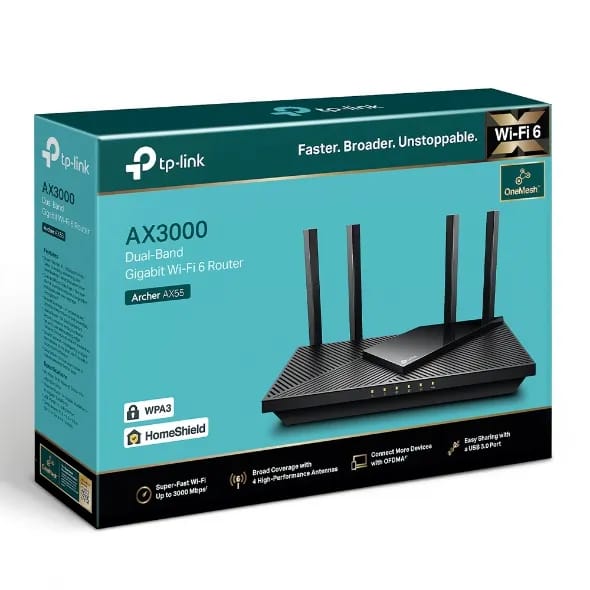 TP LINK ARCHER AX55 | AX3000 TP LINK | DUAL BAND GIGABIT WiFi 6 ROUTER - KUN TRADERS