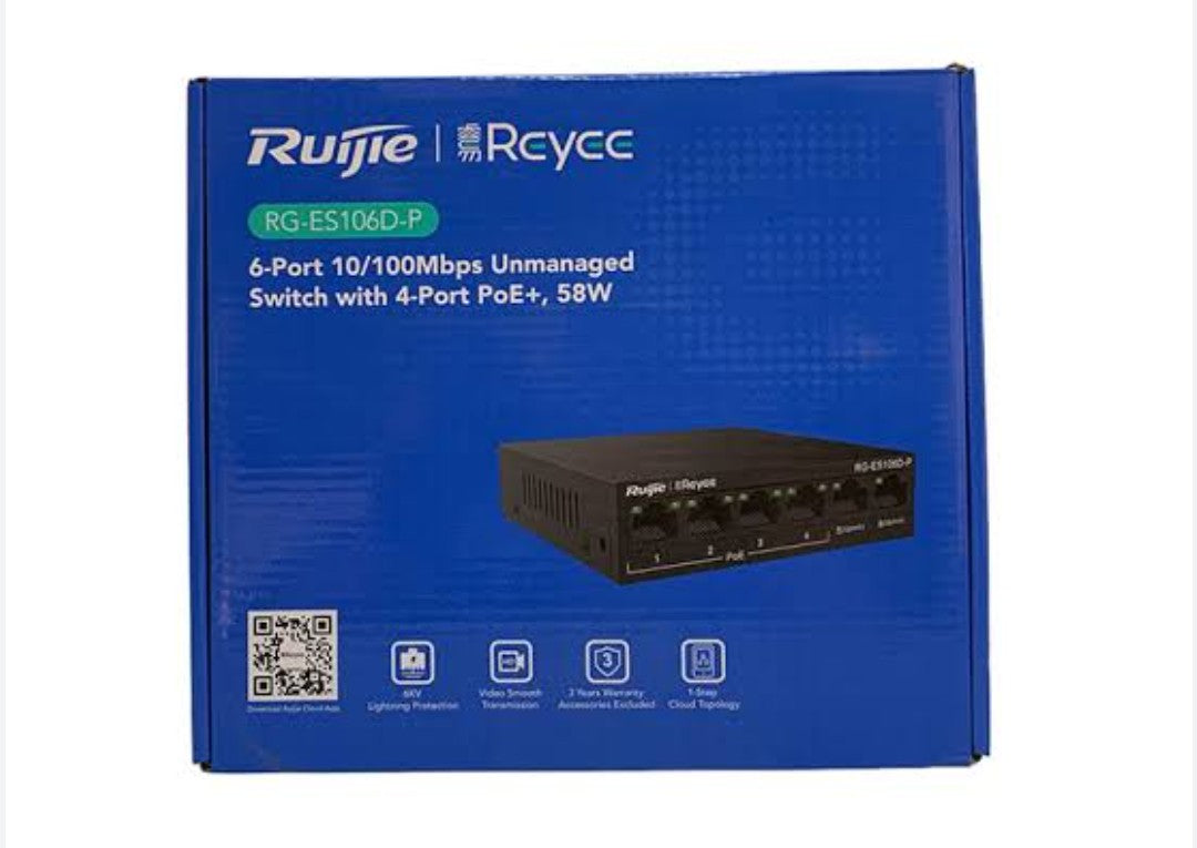 RUIJIE RG-ES106D-P 6 PORT POE GIGABIT SWITCH-UNMANAGED - KUN TRADERS