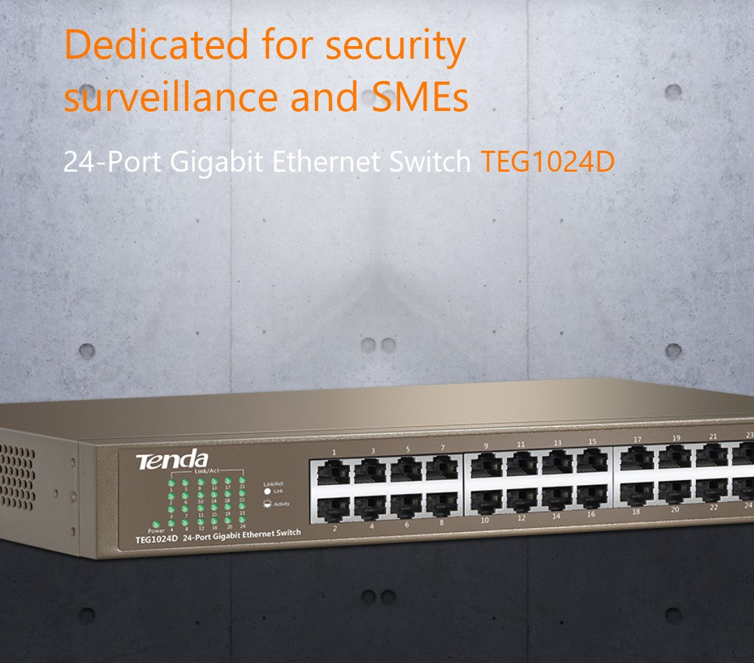 TENDA TEG1024D - POE SWITCH 24 PORT GIGABIT ETHERNET SWITCH- KUN TRADERS