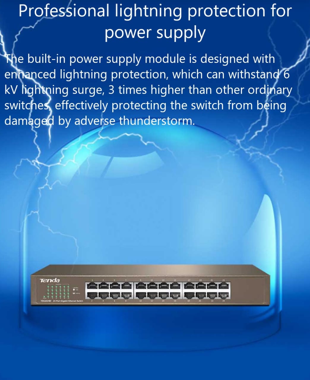 TENDA TEG1024D - POE SWITCH 24 PORT GIGABIT ETHERNET SWITCH- KUN TRADERS