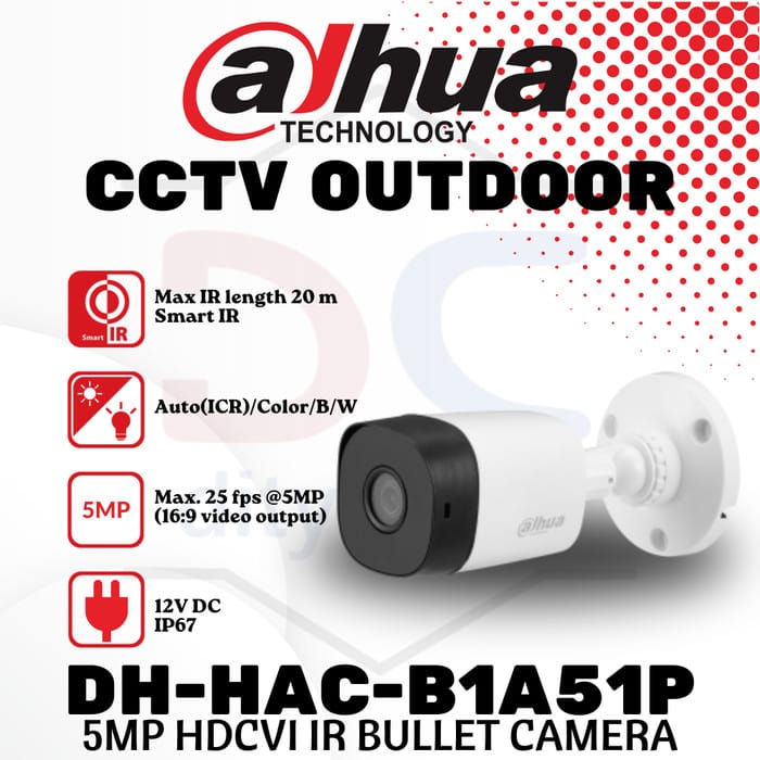 Dahua 5MP Bullet Camera - Outdoor Camera - 5MP CCTV CAMERA (DH-HAC-B1A51P)