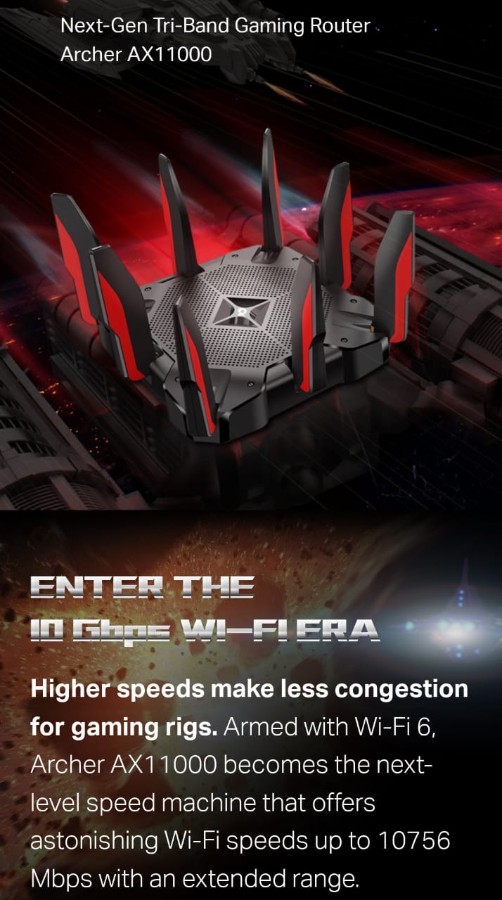 TP LINK ARCHER AX11000 TRI BAND WIF I6 GAMING ROUTER - KUN TRADERS
