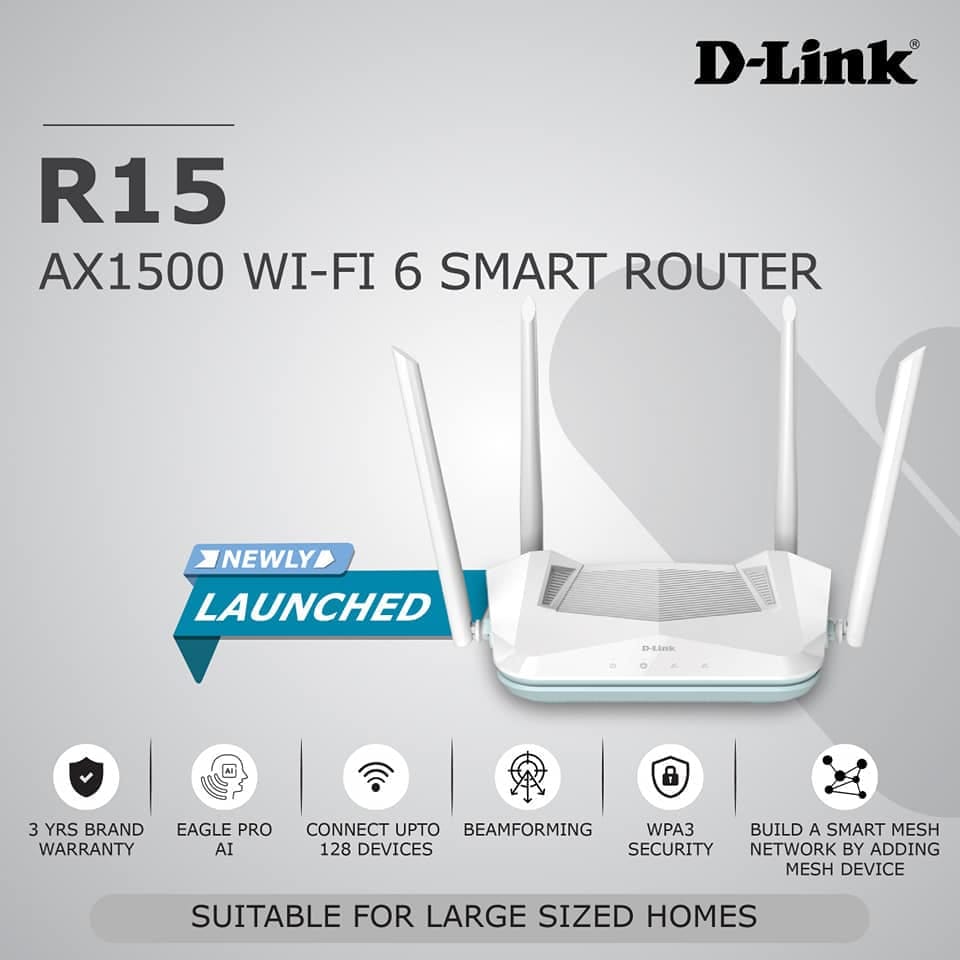 D-LINK AX1500 SMART ROUTER R15 – HIGH SPEED Wi-Fi ROUTER - KUN TRADERS