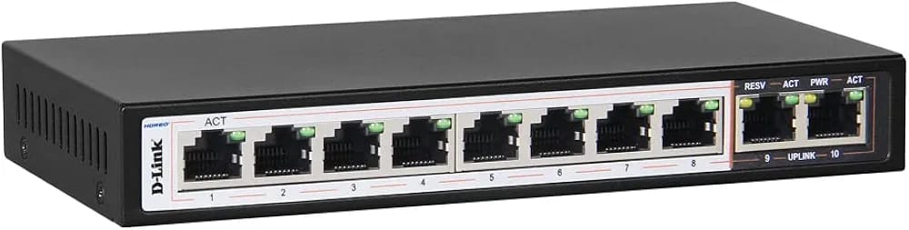 D-LINK DES-F1010P-E 10-Port PoE SWITCH, 10/100Mbps-8 PoE & 2 UPLINK PORTS - KUN TRADER