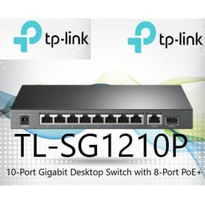 TL-SG1210P TP-LINK 10-PORT GIGABIT MANAGED POE+ SWITCH - 8 PORT POE+2 SFP - KUN TRADER