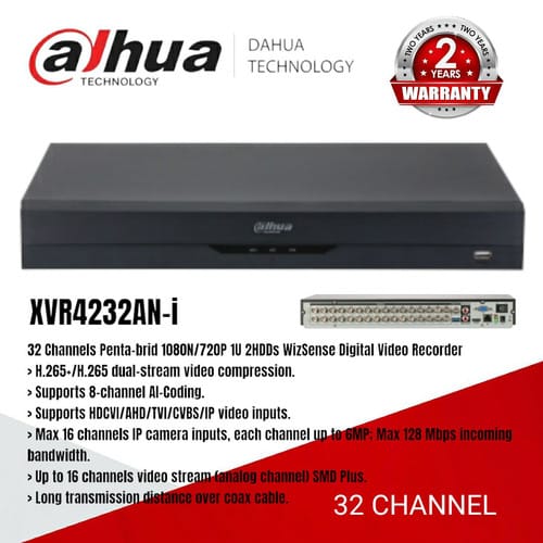DAHUA 32 CHANNEL 2MP SUPPORTED XVR 2432AN-I - KUN TRADERS
