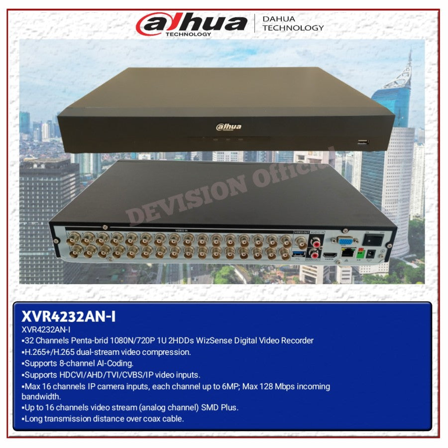 DAHUA 32 CHANNEL 2MP SUPPORTED XVR 2432AN-I - KUN TRADERS