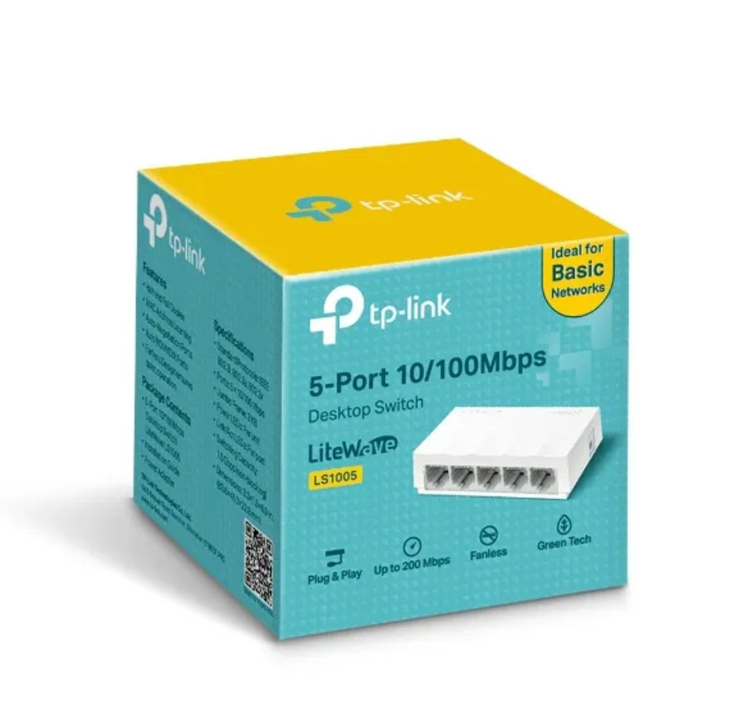TP-LINK LS1005 5-PORT NON GIGABIT & NON POE/UNMANAGED NETWORK SWITCH - KUN TRADER