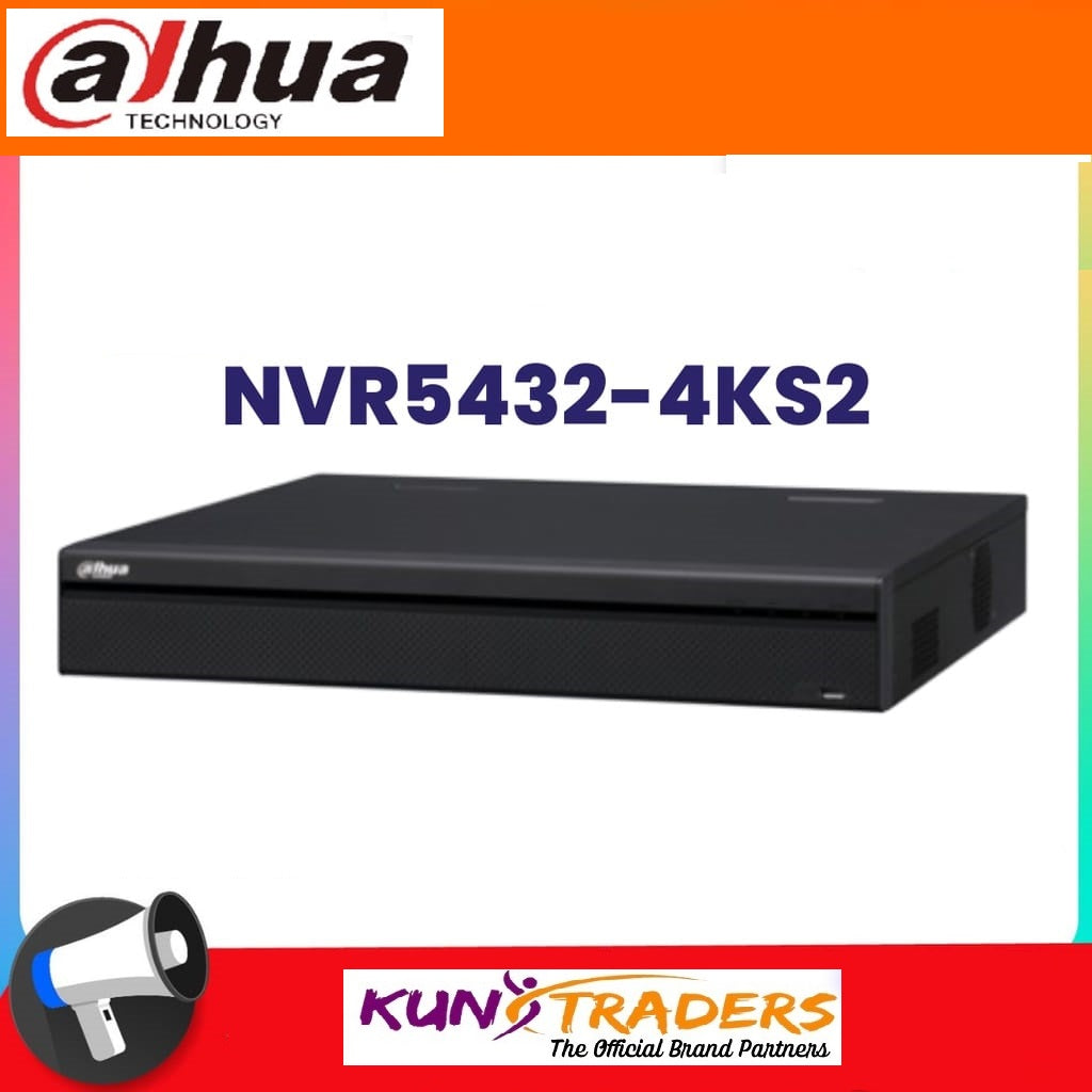 DAHUA NVR DHI-NVR5432-4KS2 -SUPPORTED UPTO 12MP- KUN TRADERS