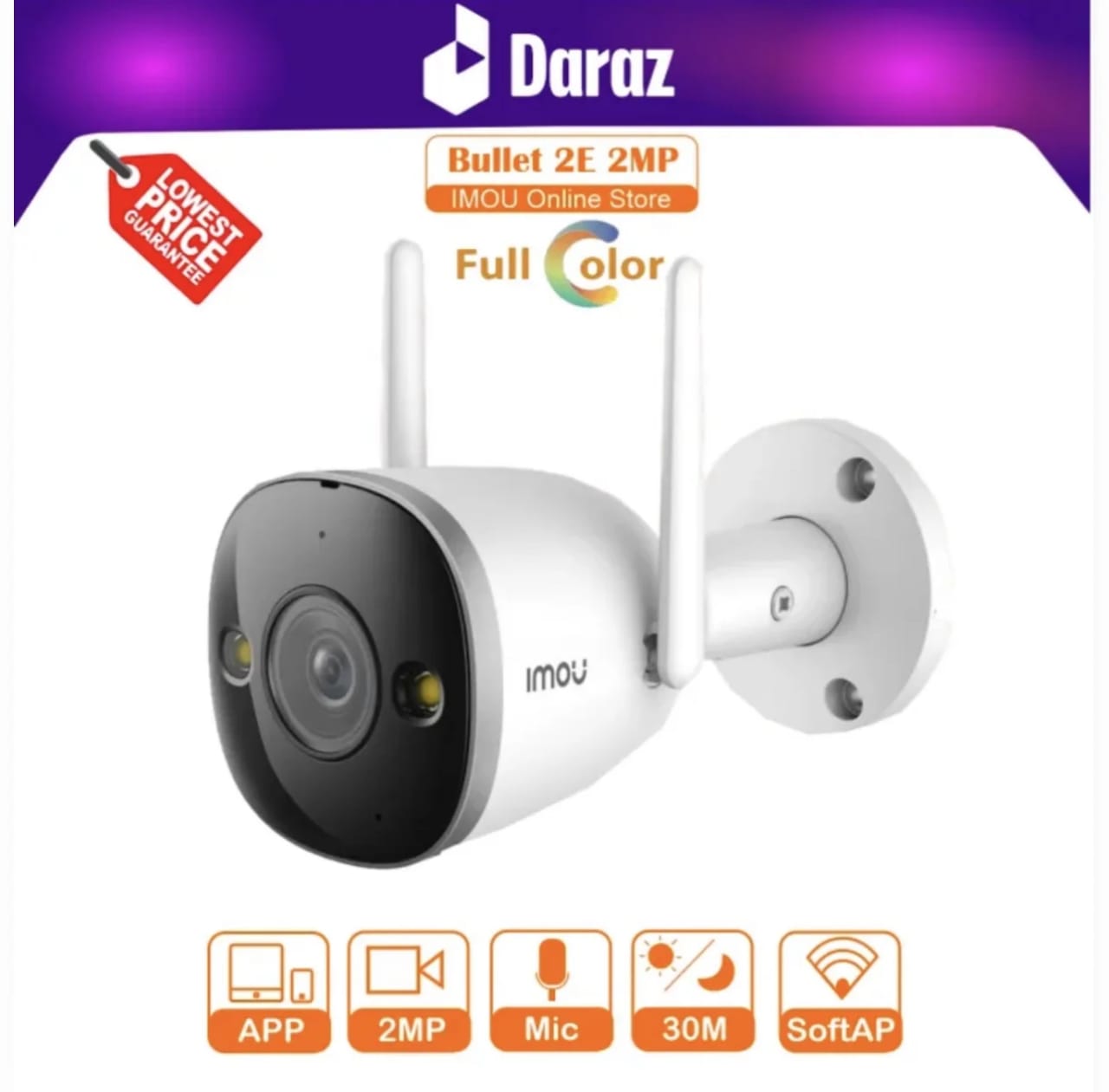 IMOU 2E BULLET/OUTDOOR | 2MP WIFI COLOR CAMERA | KUN TRADERS