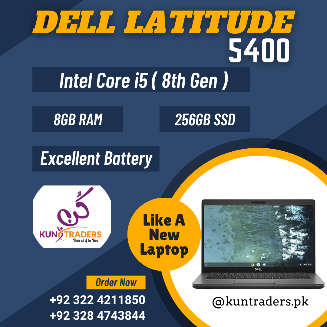 Dell Latitude 5400 Intel Core i5 8th Generation, 8GB Ram, 256GB SSD, 14" Led Display Like A New Laptop