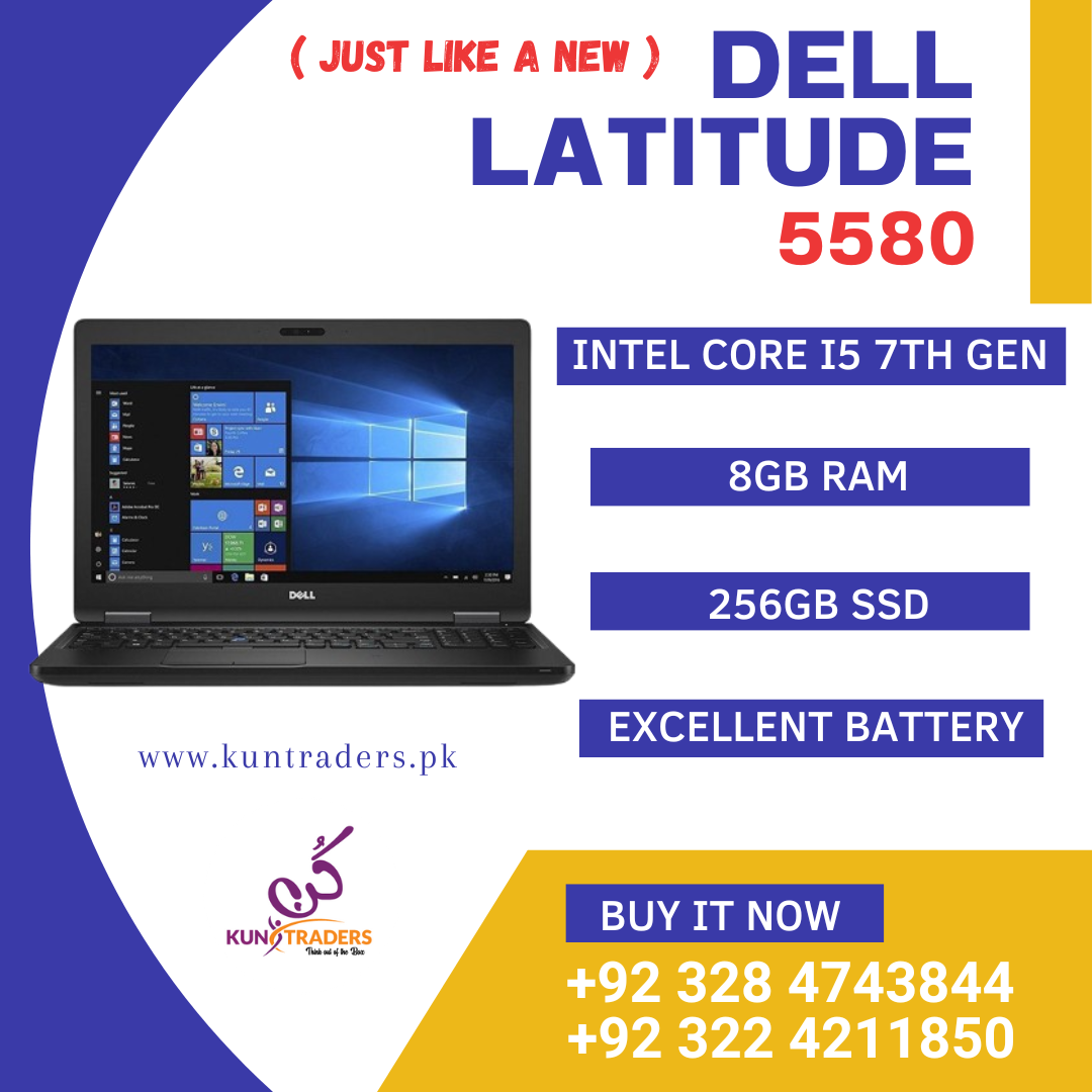 Dell Latitude 5580 Workstation Laptop Intel Core i5 7th Gen 8GB RAM, 256GB SSD 15.6" Display with Webcam Windows 10 Pro Like A New Laptop