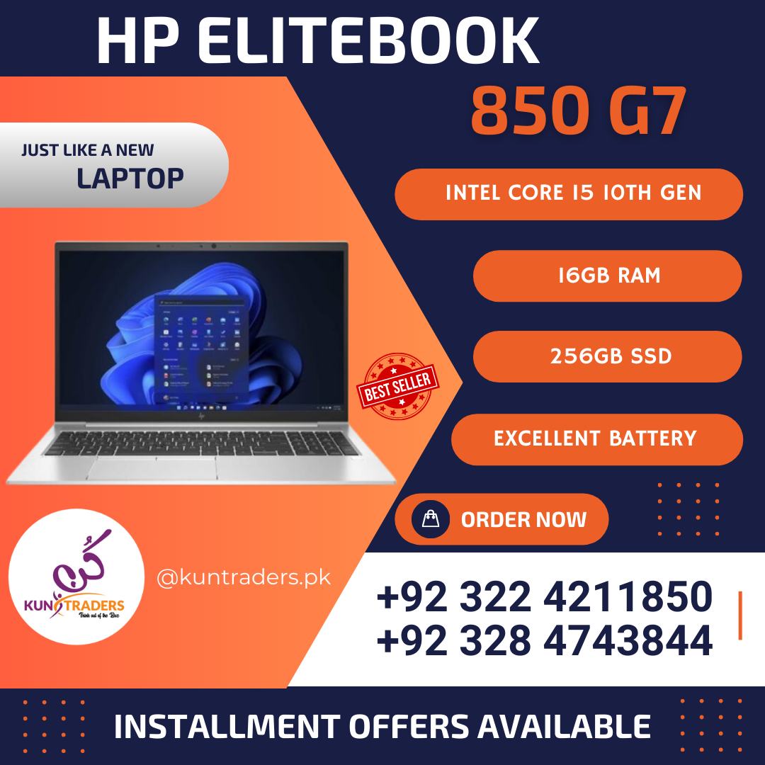HP EliteBook 850 G7 Laptop - 15.6" FHD IPS Display - Intel Core i5 10th Gen - 256GB SSD - 16GB RAM - Windows 11
