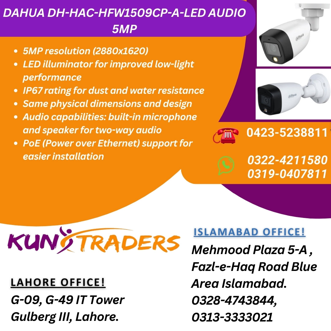 Dahua DH-HAC-HFW1509CP-A-LED 5MP Bullet CCTV Camera
