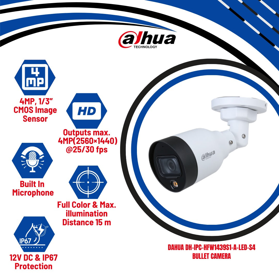 BULLET CAMERA DH-IPC-HFW1439S1-A-LED-S4 (KUN TRADERS)