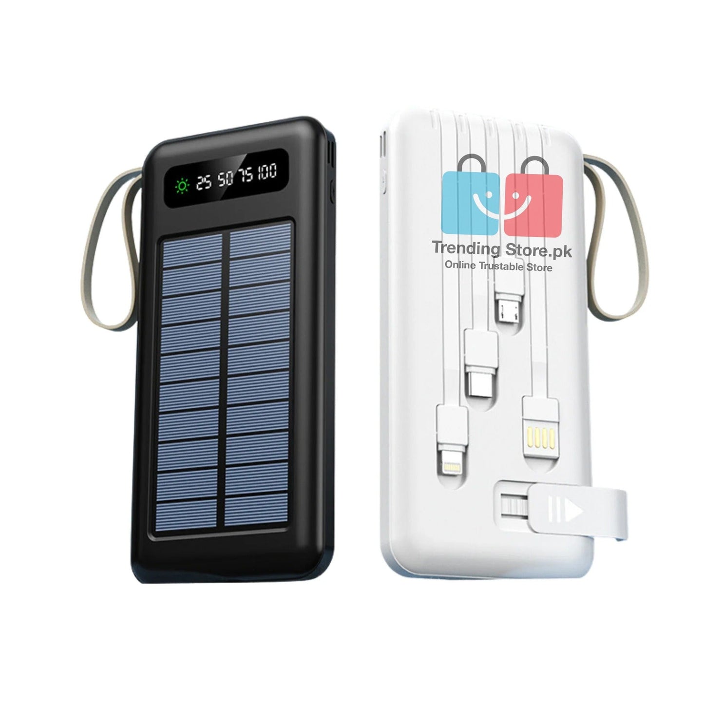 Solar Mobile Charging Power Bank 10000 mAh Battery With 4 Charging Cables iPhone, Android,