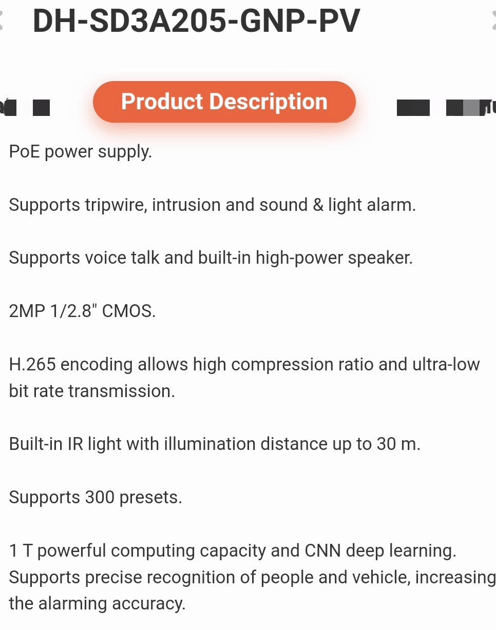 Dahua DH-SD3A205-GNP-PV MINI PTZ (2MP)