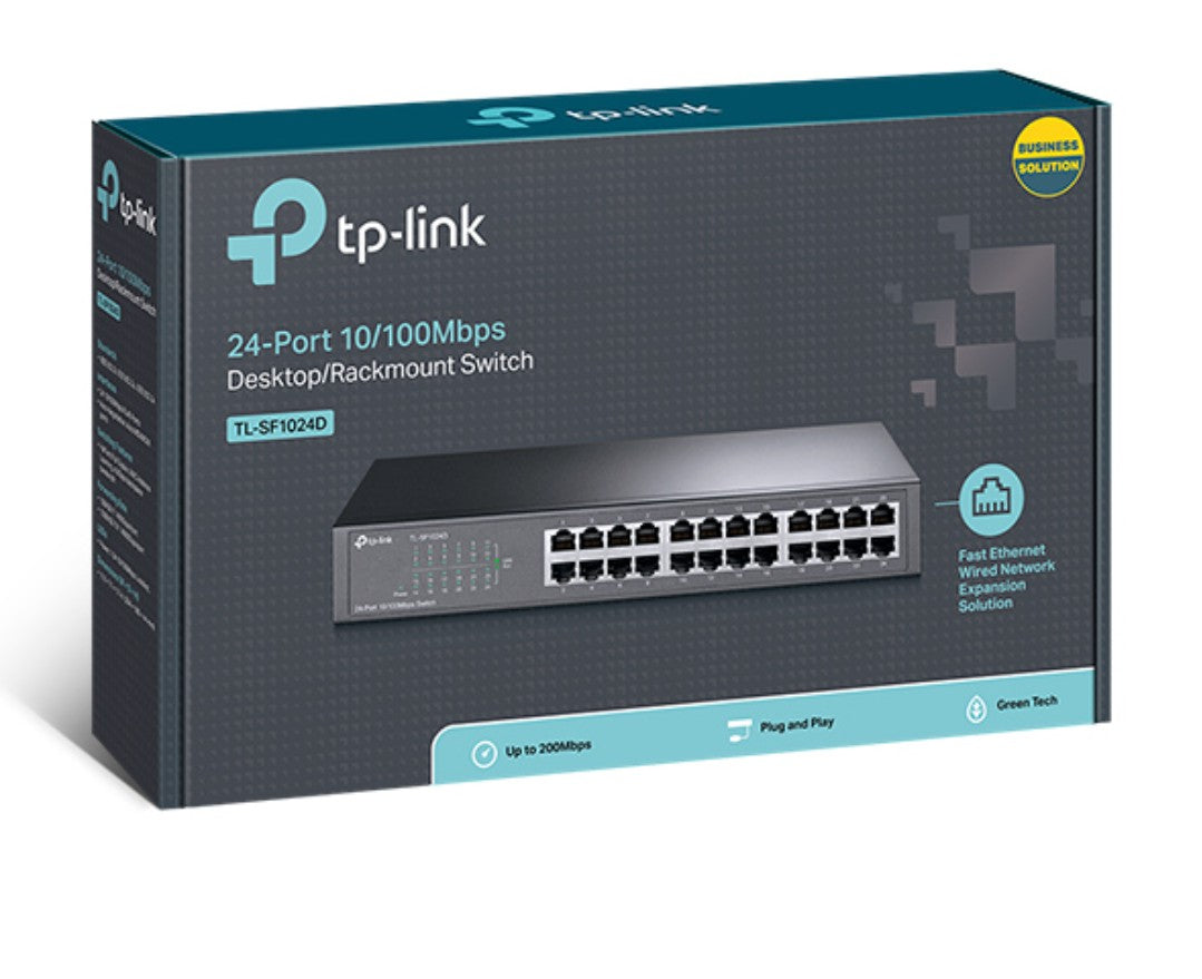 TP-LINK UNMANAGED/NON POE 24-PORT FAST ETHERNET RACKMOUNT SWITCH TL-SF1024D - KUN TRADERS