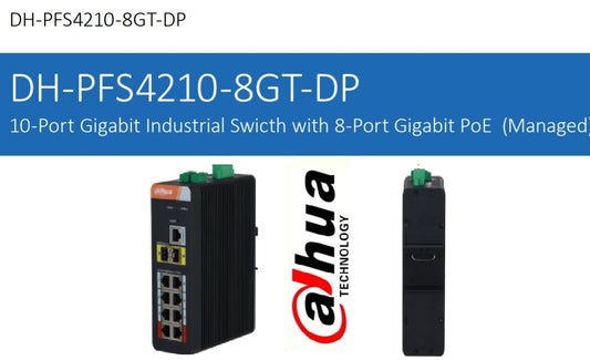 DAHUA PFS4210-8GT-DP 10-PORT GIGABIT INDUSTRIAL SWITCH WITH 8-pORT PoE (Managed) - KUN TRADERS
