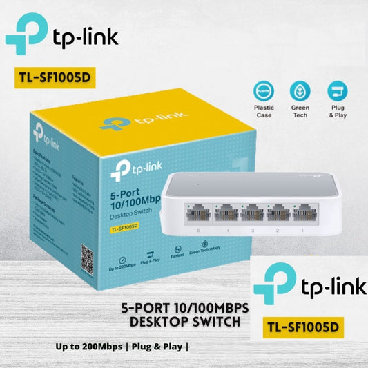 TP-LINK TL-SF1005D 5-PORT FAST ETHERNET UNMANAGED SWITCH (NON POE+NON GIGA+5 PORT SWITCH) - KUN TRADER