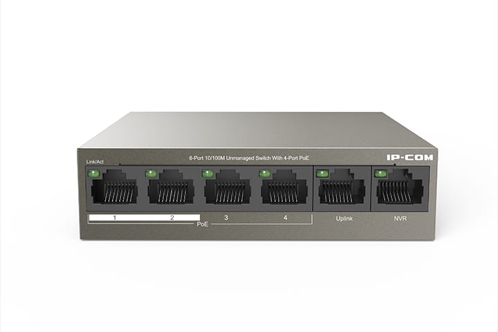 IP-COM F1106P-4-63W 6-PORT PoE UNMANAGED SWITCH - FAST ETHERNET, 63W POWER, 4 POE PORTS - KUN TRADER