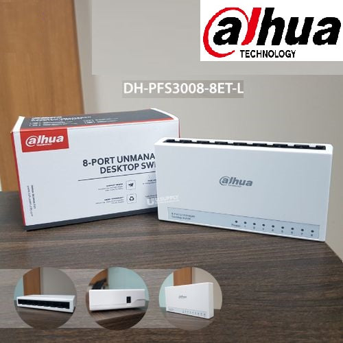 DHAUA DH-PFS3008-8ET-L 8 PORT DESKTOP FAST ETHERNET SWITCH 10/100 DE - KUN TRADERS