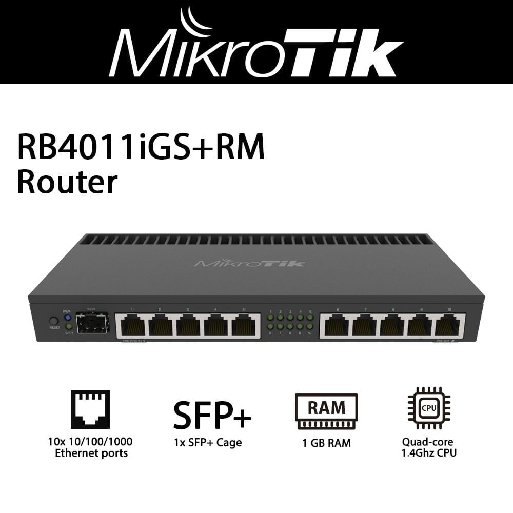 MIKROTIK RB4011iGSRM ETNERNET 10 PORT GIGABIT ROUTER - KUN TRADERS