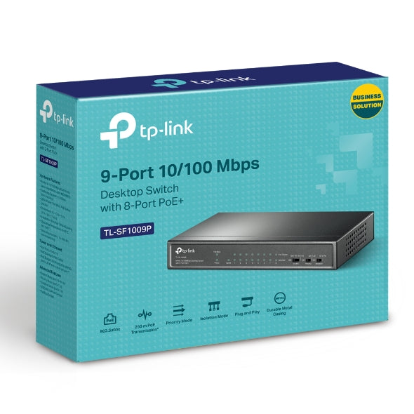 TP-LINK TL-SF1009P 9-PORT FAST ETHERNET POE UNMANAGED SWITCH - KUN TRADERS
