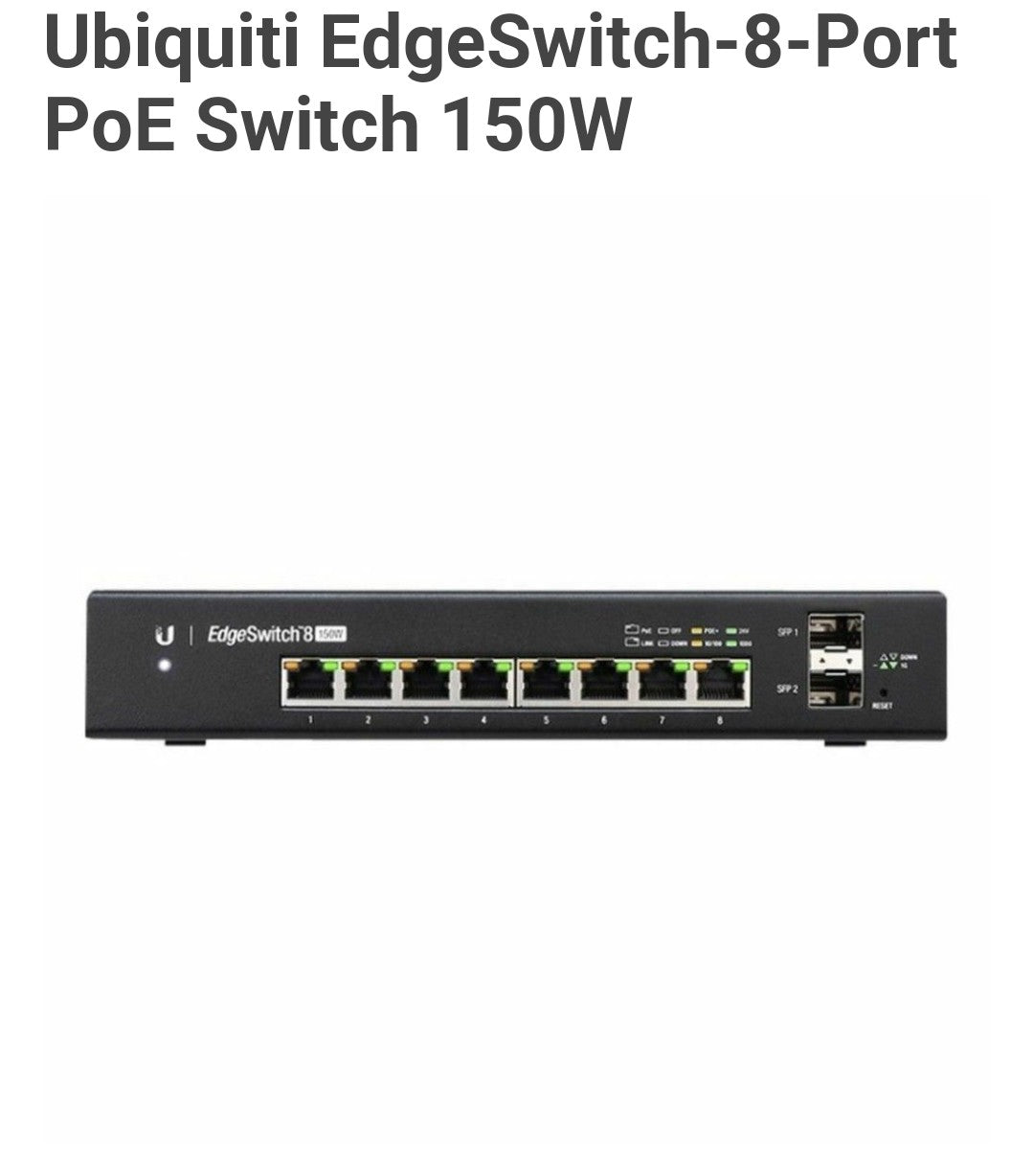 Ubiquiti ES-8-150W 8-Port Managed PoE+ Gigabit Switch with SFP, - KUN TRADER