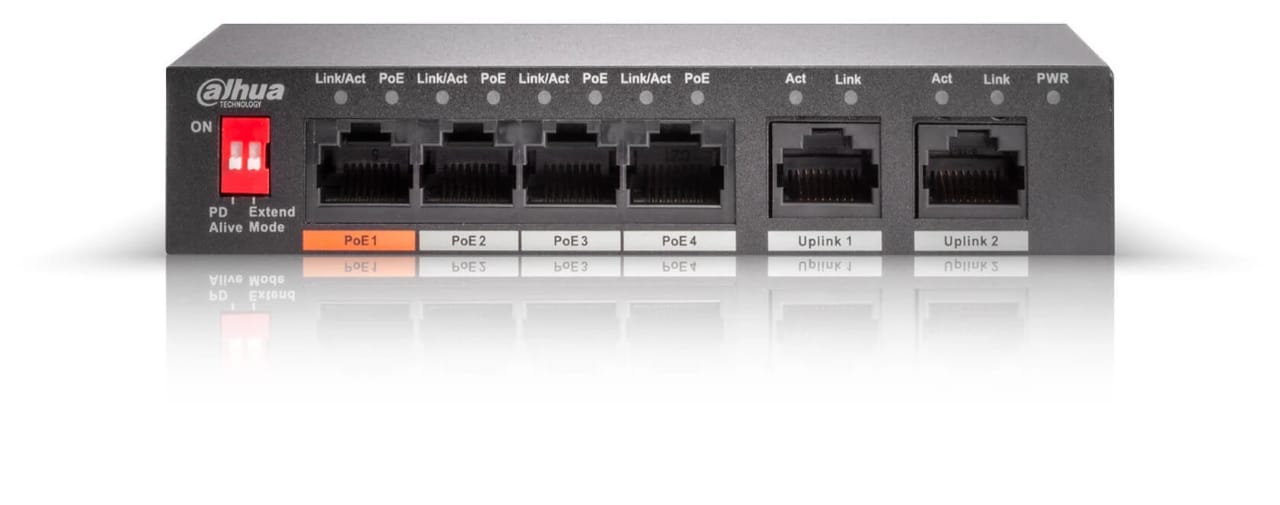 DAHUA DH-PFS3006-4ET-60 6-PORT 10/100Mbps UNMANAGED DESKTOP SWITCH WITH 4 POE PORTS - KUN TRADERS