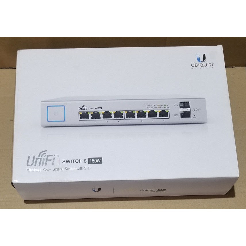 Ubiquiti UniFi US-8-150W 8-Port PoE+ Gigabit Managed Switch - 150W Power, VLAN Support - KUN TRADER