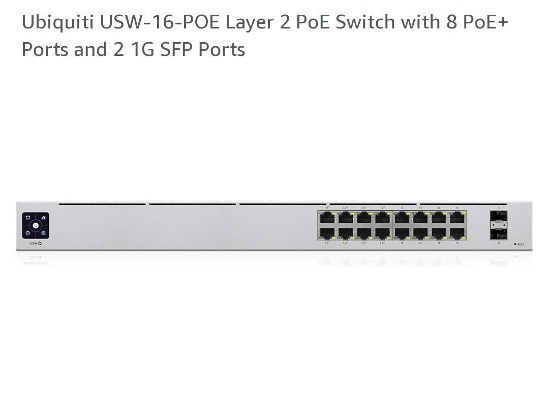 Ubiquiti UniFi USW 16-Port PoE+ Layer 2 Switch with Touch Display - KUN TRADER