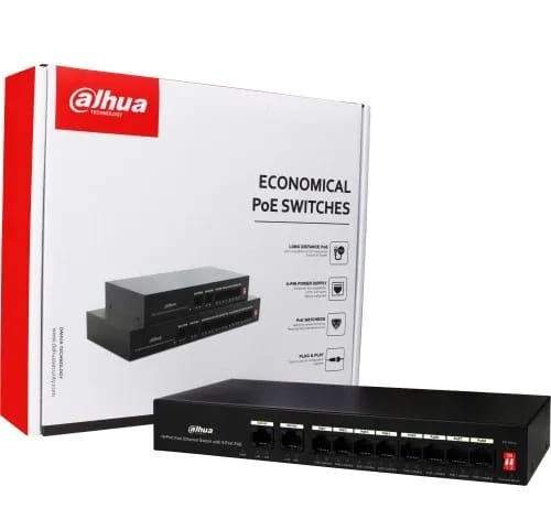 DAHUA DH-PFS3010-8ET-65 10-PORT FAST ETHERNET SWITCH wITH 8-PORT PoE - KUN TRADER