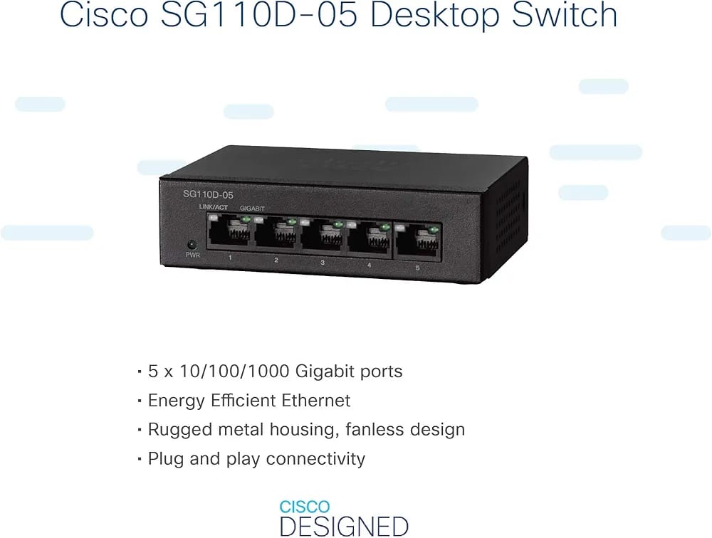 CISCO SG110D-05-EU NON POE 5 PORT GIGABIT DESKTOP SWITCH - KUN TRADERS