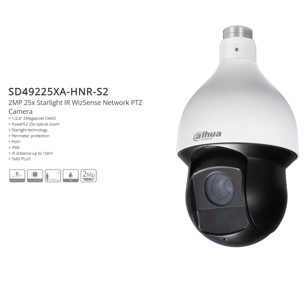 DAHUA IP 2MP CAMERA DH-SD49225XA-HNR-S2 WIZNSENSE PTZ 4.8 - 120mm MOTORIZED LENNS- KUN TRADERS