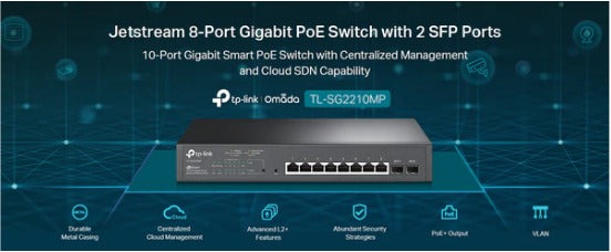 TP-LINK TL-SG2210MP JETSTREAM 8-PORT GIGABIT POE MANAGED SWITCH & 2 SFP PORTS- KUN TRADERS