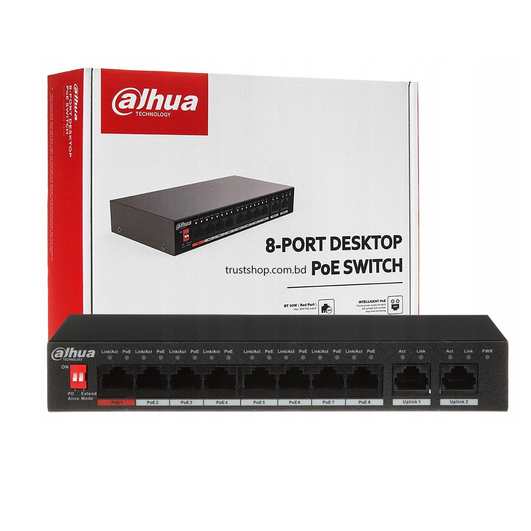 DAHUA DH-PFS3010-8ET-96 POE NON GIGA SWITCH (8+2GIGA) SWITCH - KUN TRADERS