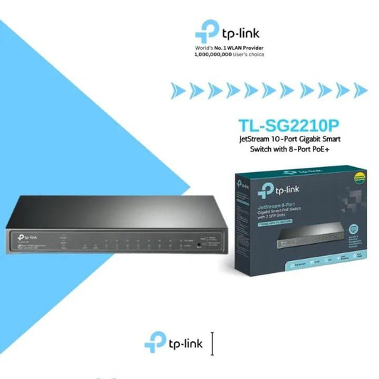 TP-LINK TL-SG2210P 8-PORT GIGABIT POE MANAGED SWITCH WITH 2 SFP SLOTS - KUN TRADERS