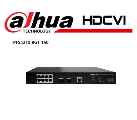 DAHUA DH-PFS4210-8GT-150 8-PORT POE GIGABIT MANAGED SWITCH - KUN TRADERS